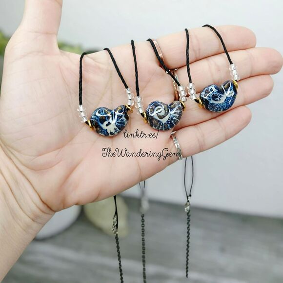 Adjustable Nautilus Shell Necklace, Ceramic Jewelry, Boho Chic, 16-19" - Picture 1 of 5